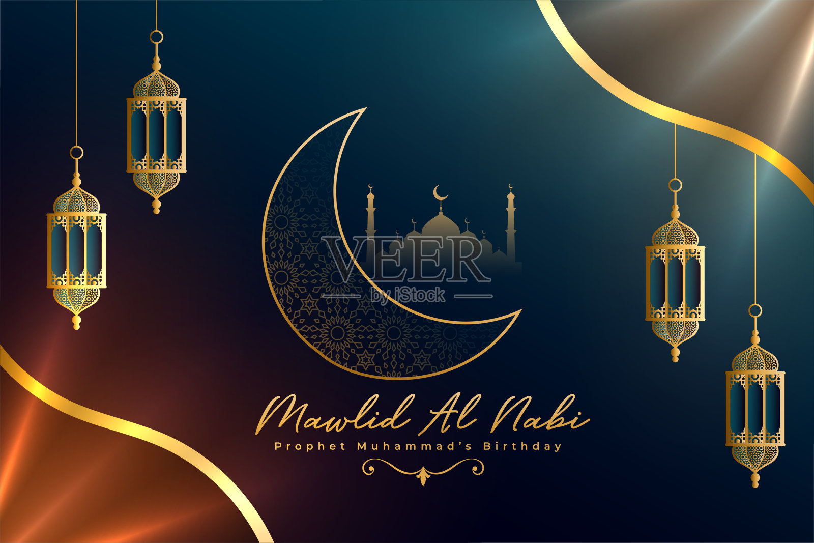 伊斯兰教美丽的问候设计插画图片素材