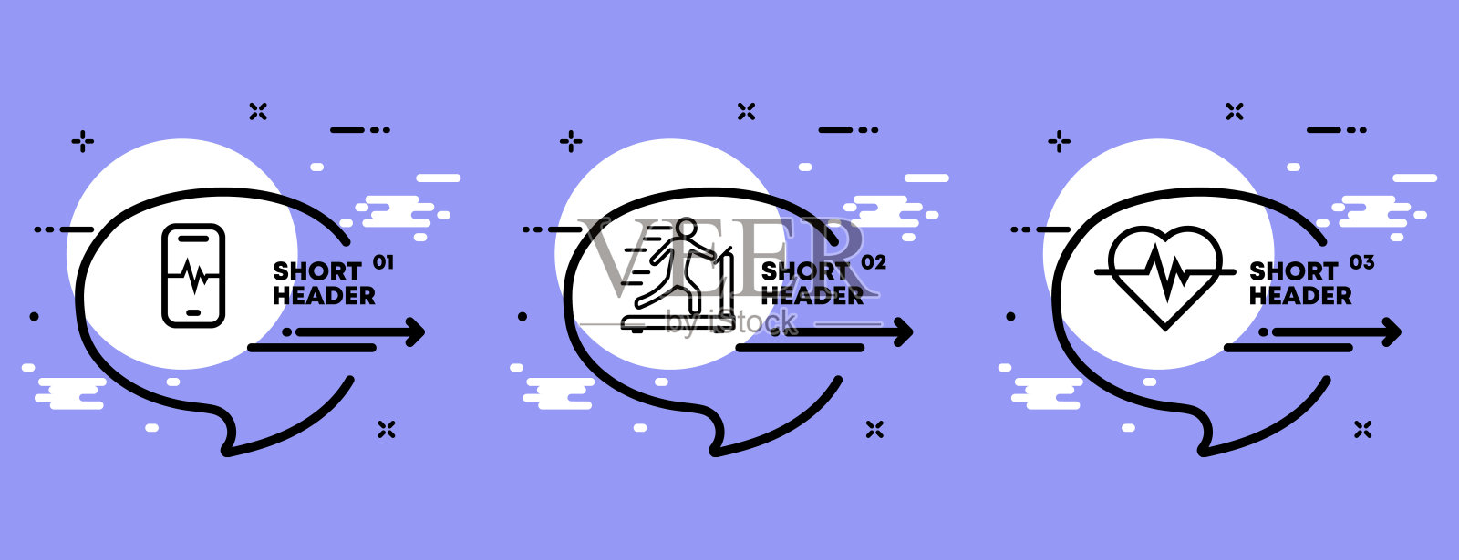 健康生活方式设定icon。应用程序，检查心率，跑步机，伙计。医疗保健的概念。信息图表时间表与图标和3个步骤。矢量线图标的业务和广告插画图片素材