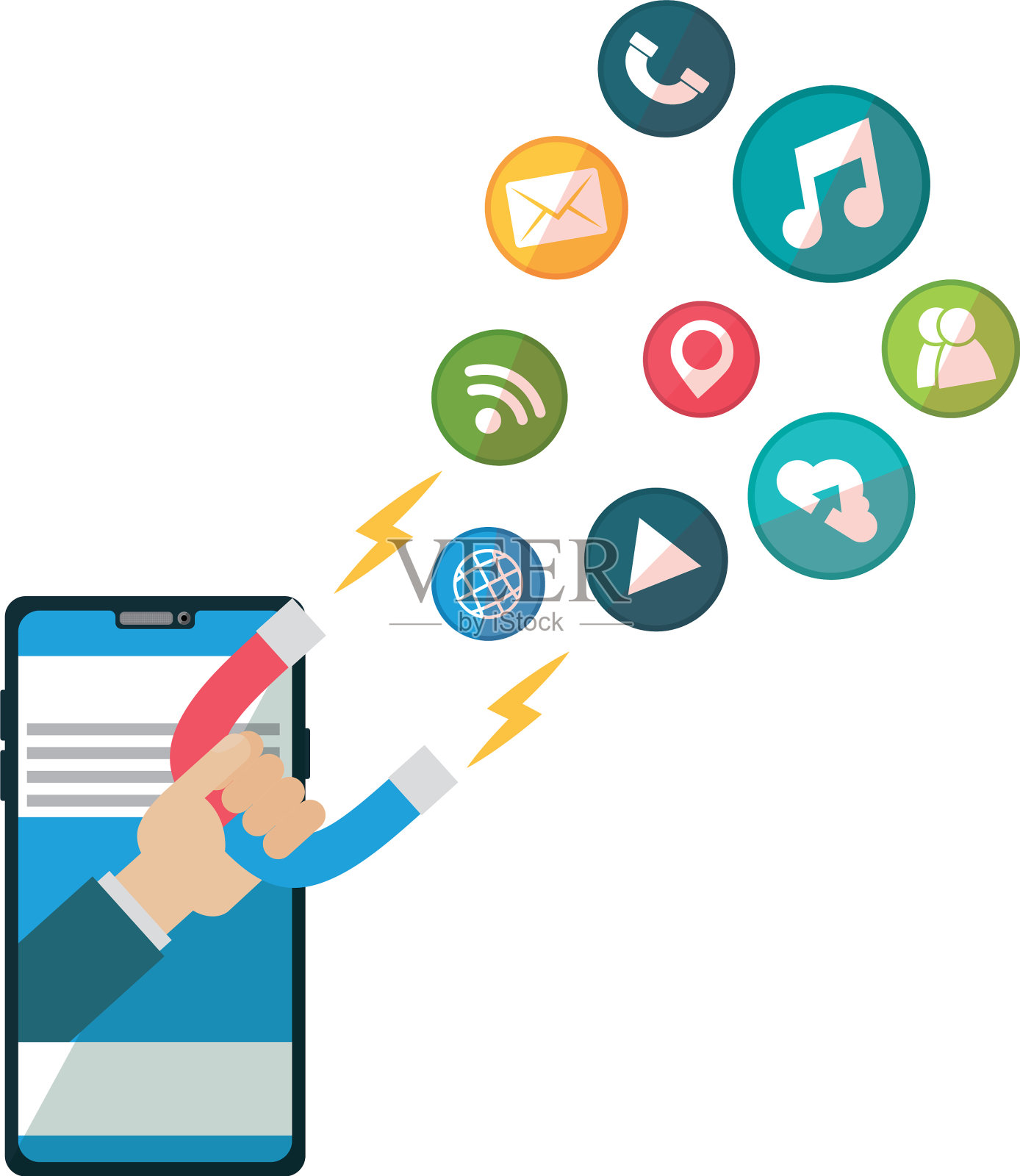 社交媒体和多媒体设计插画图片素材