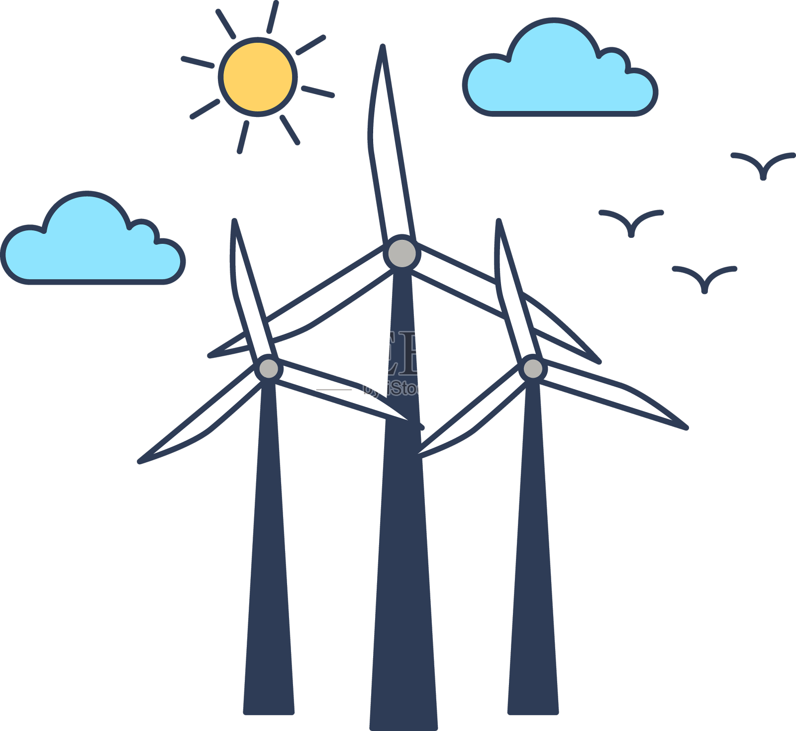 风车颜色线性设计元素图片