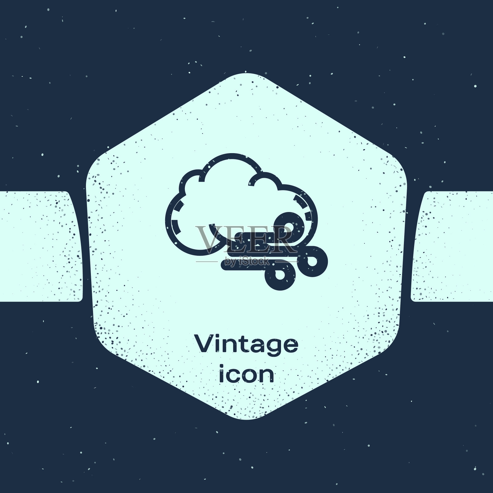 Grunge线风天气图标孤立在蓝色图标素材