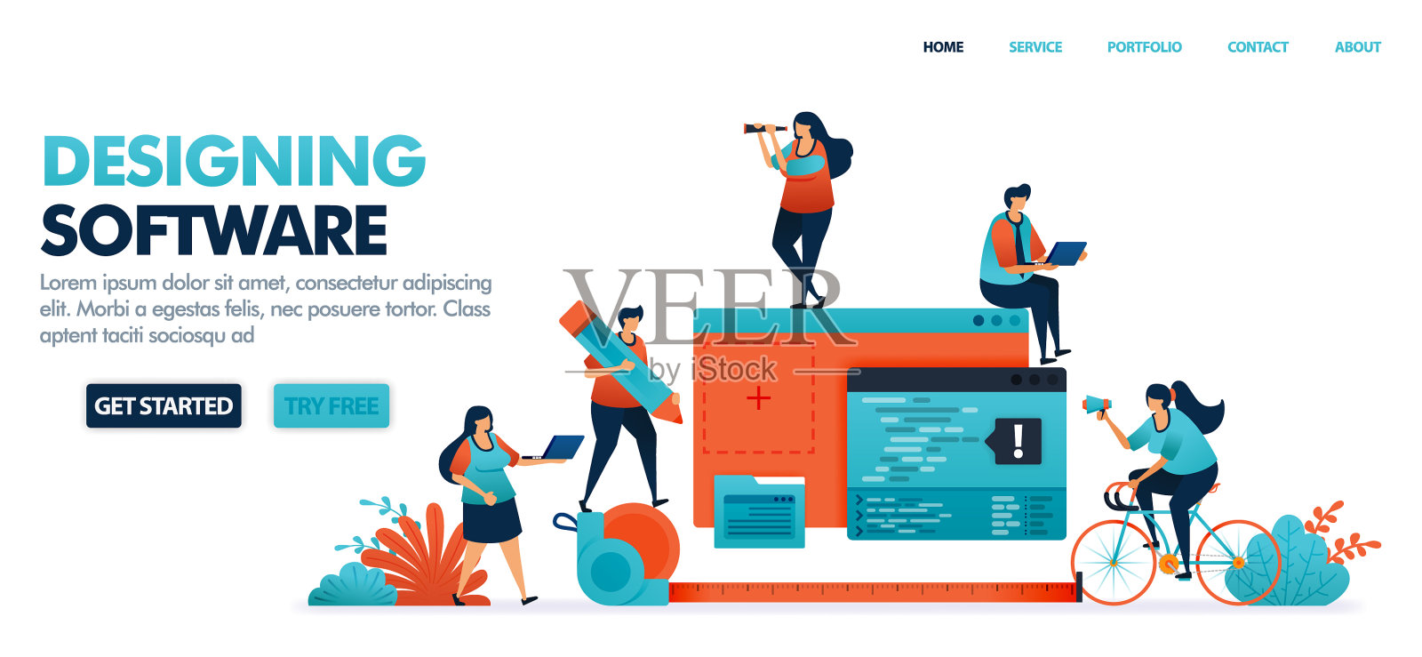 设计移动应用程序和桌面软件插画图片素材