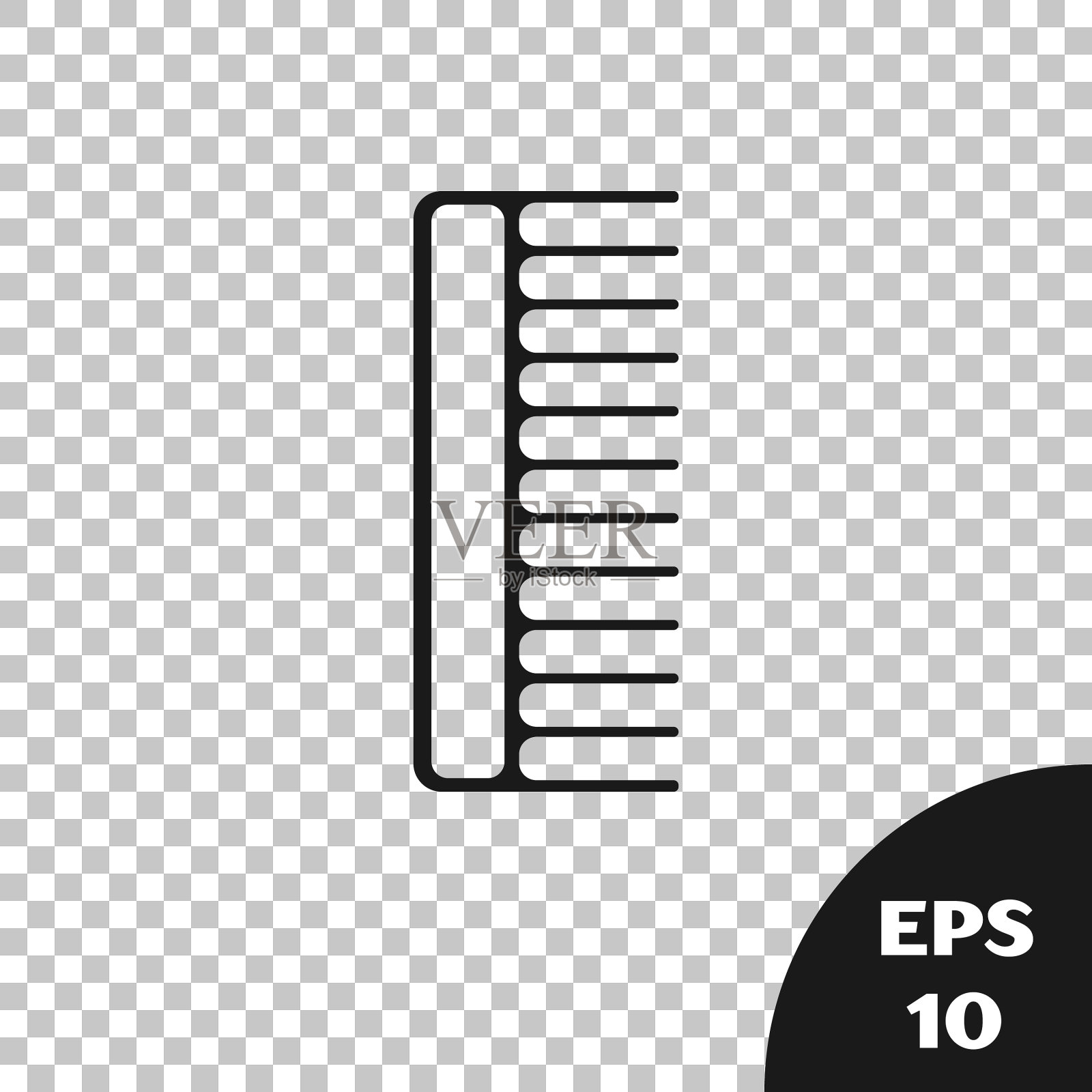 黑色的梳子图标孤立在透明插画图片素材