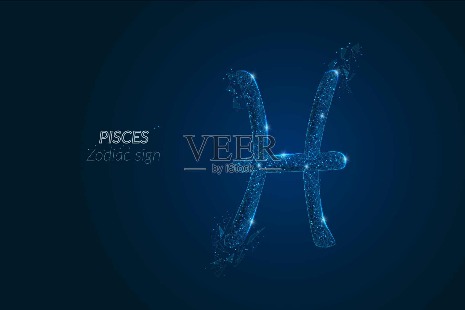 抽象的未来主义形象的双鱼座星座插画图片素材