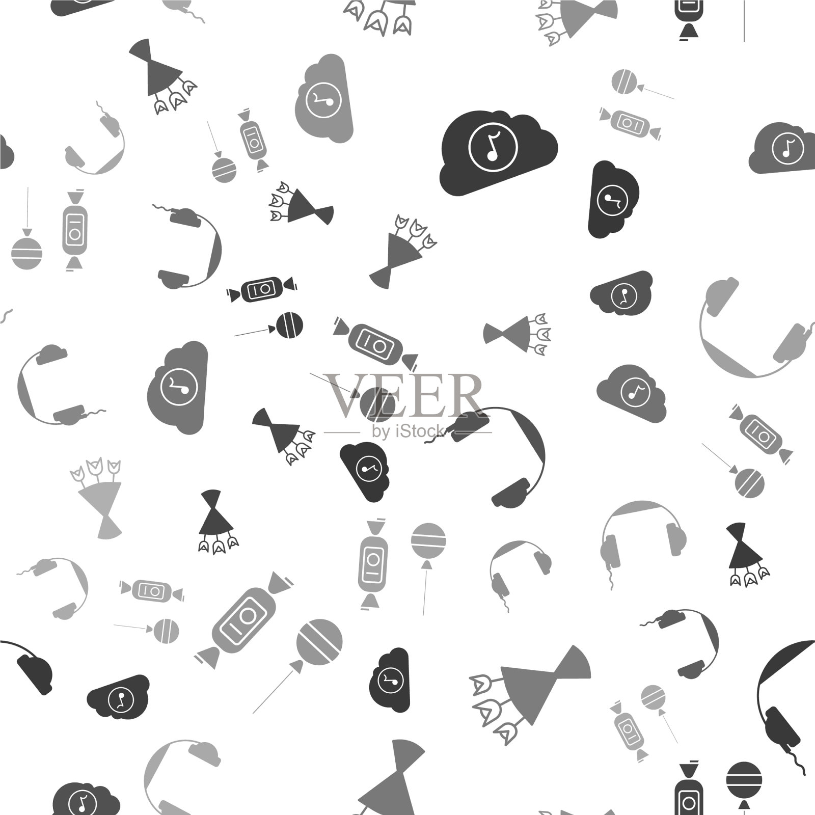 设置音乐流媒体服务花束鲜花图标素材