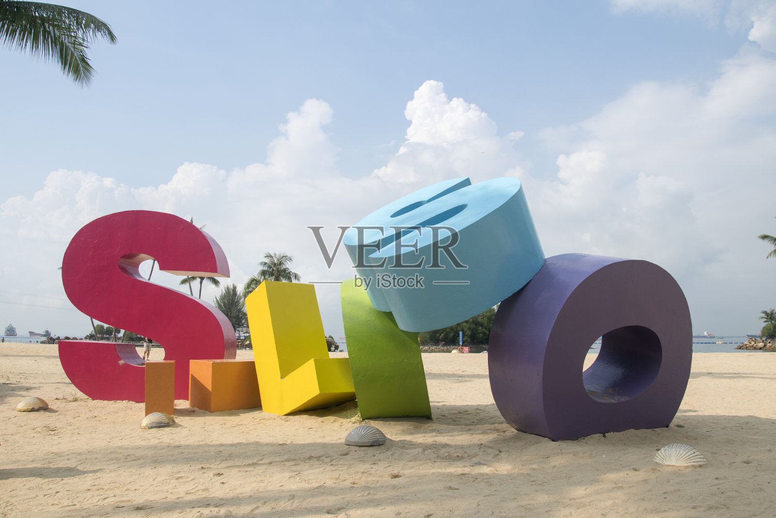 新加坡圣淘沙西罗索海滩的西罗索标志照片摄影图片