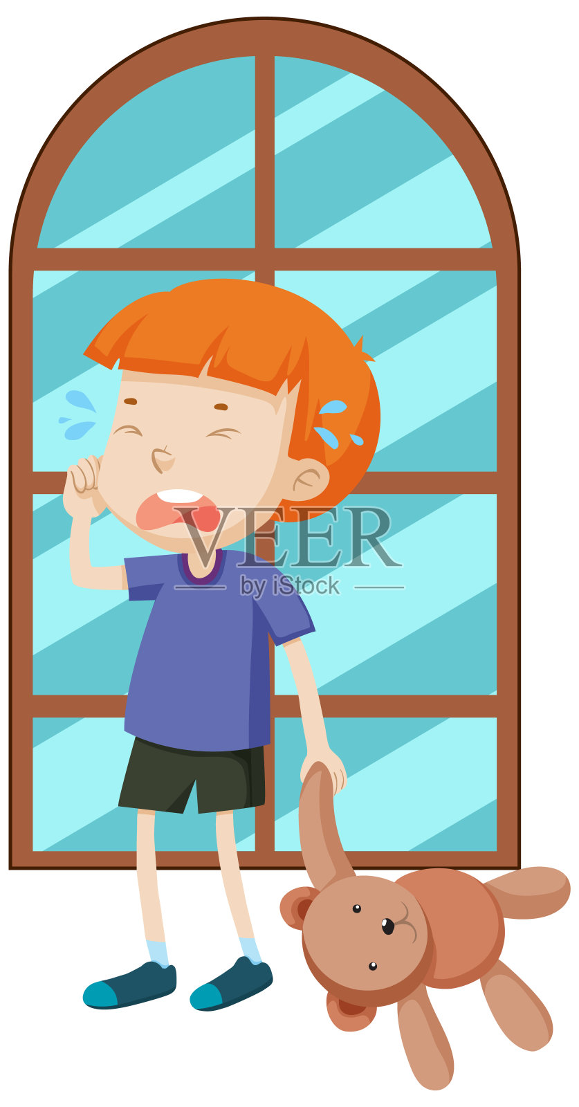 男孩哭泣的简单卡通人物设计元素图片