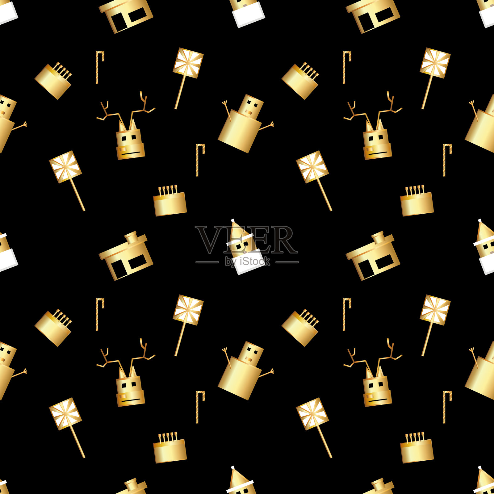 尖锐的角落圣诞对象图案创建插画图片素材