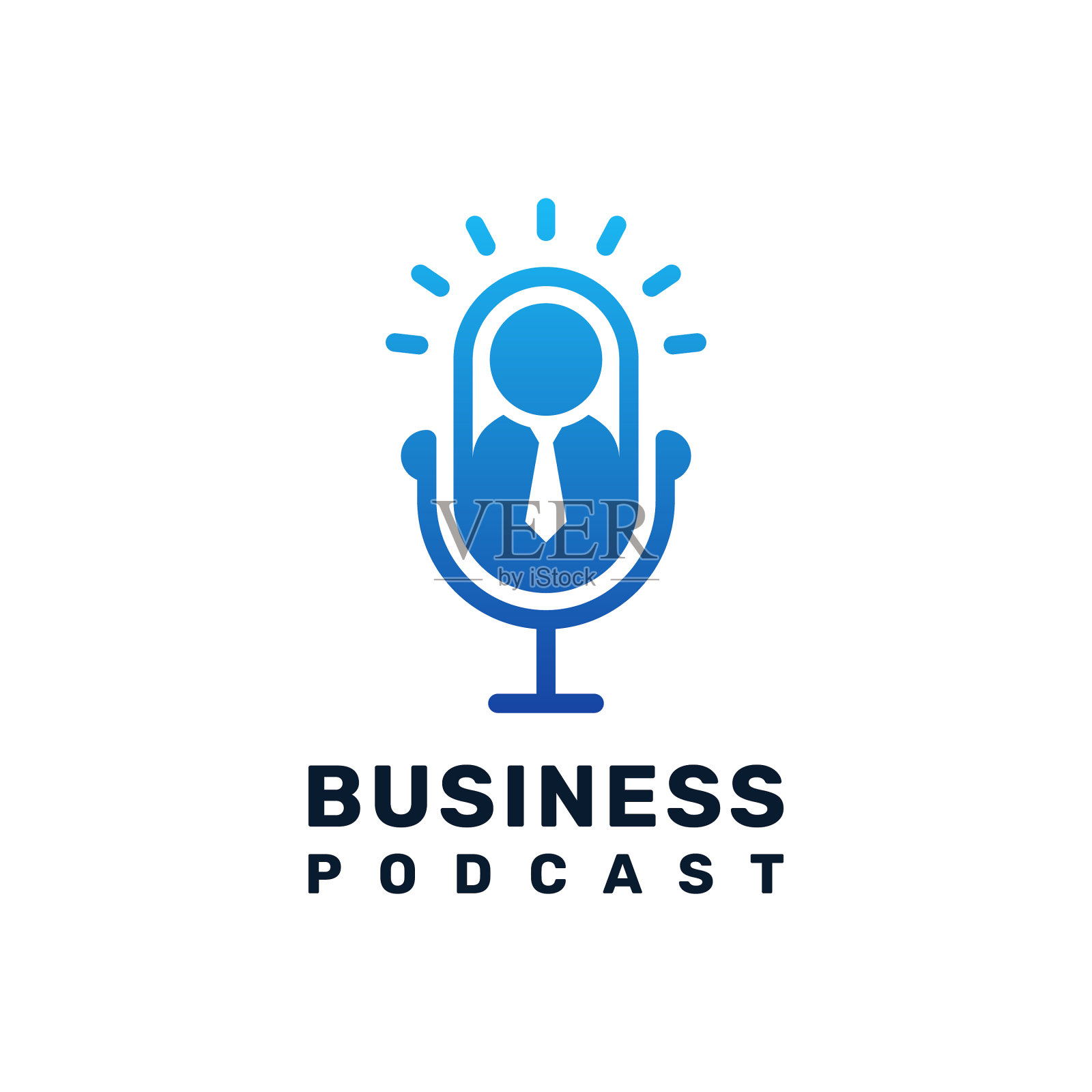 商业动机播客标志与商人插画图片素材