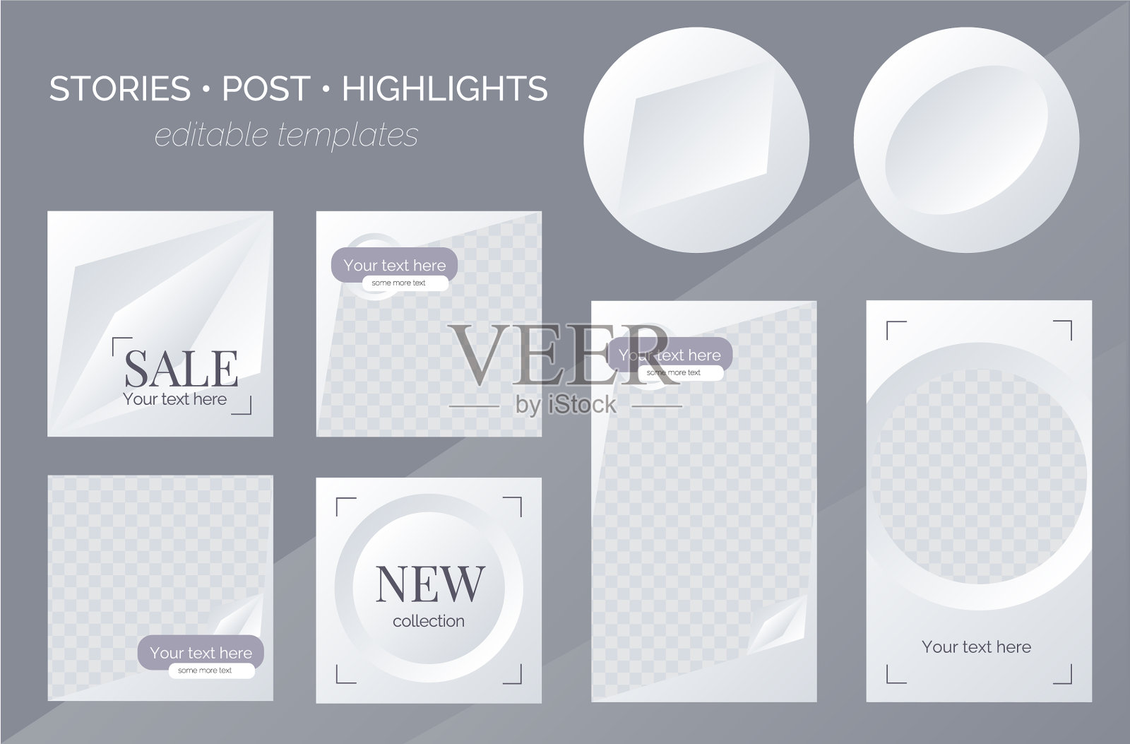 故事发布和突出显示的可编辑模板插画图片素材