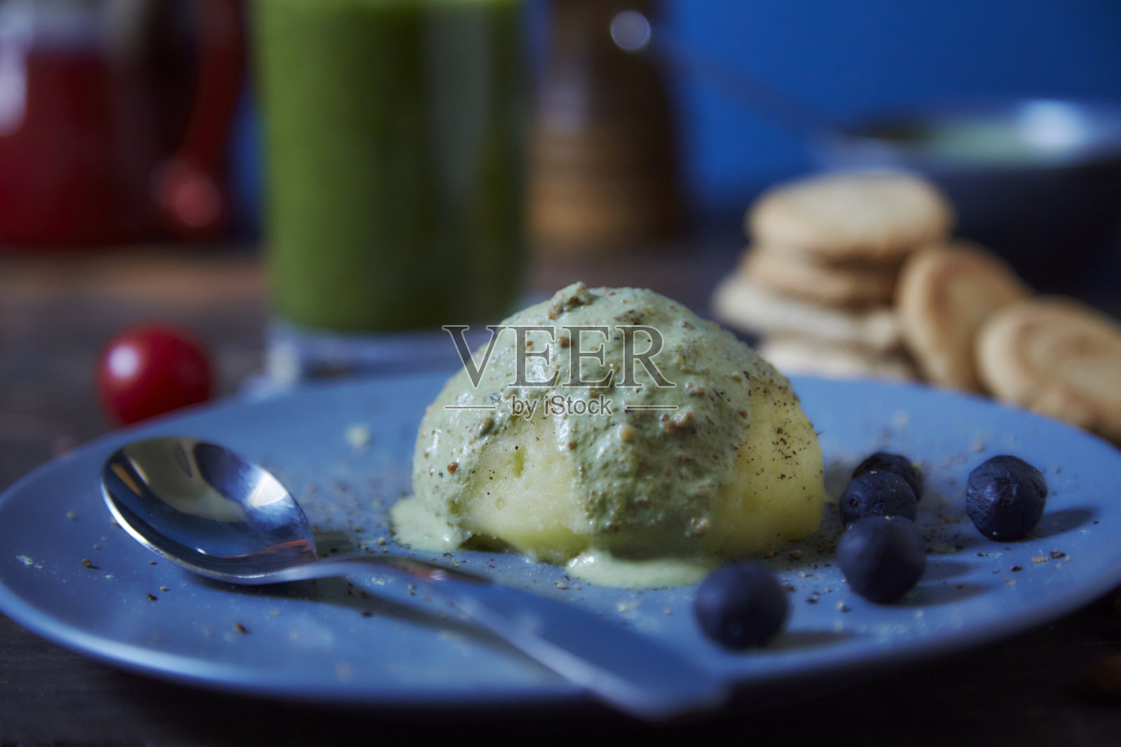 抹茶酱土豆泥照片摄影图片
