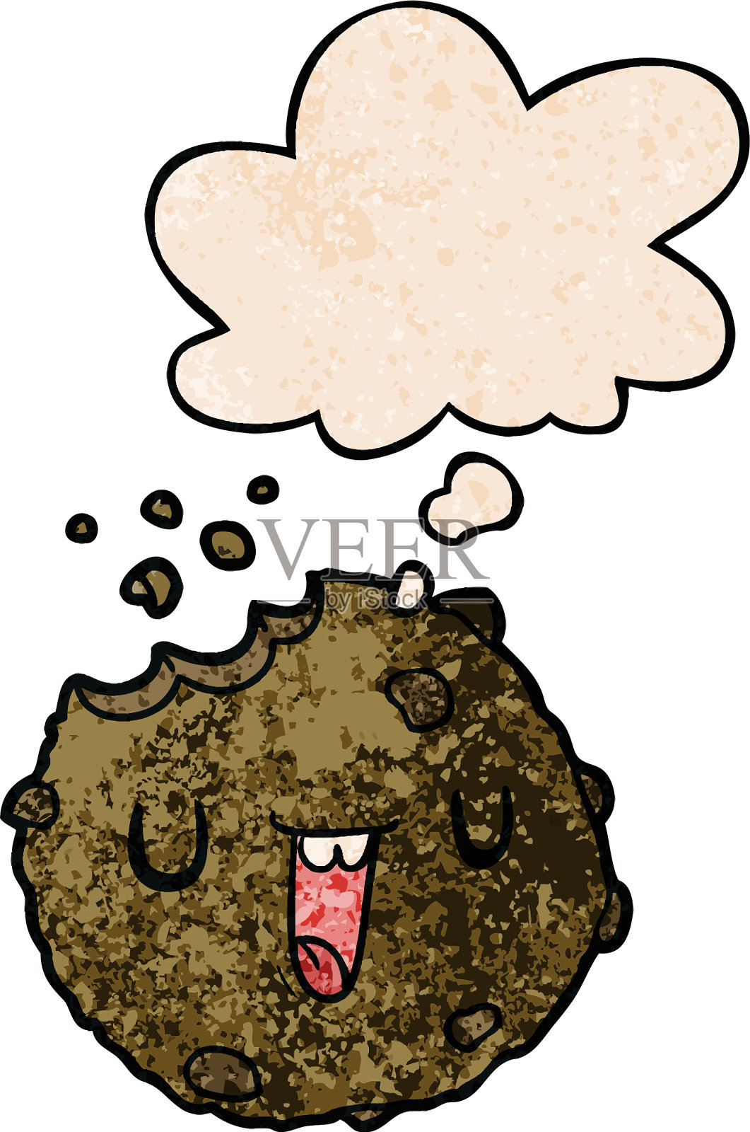 卡通饼干和垃圾摇滚的思想泡泡插画图片素材