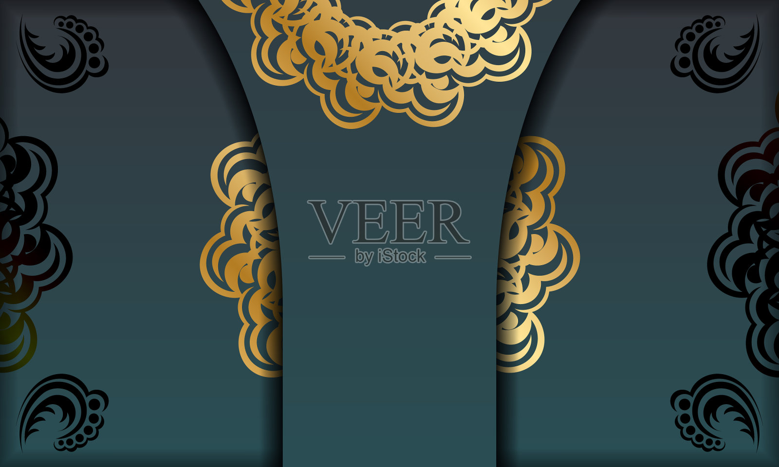 绿色梯度横幅模板与印度黄金插画图片素材