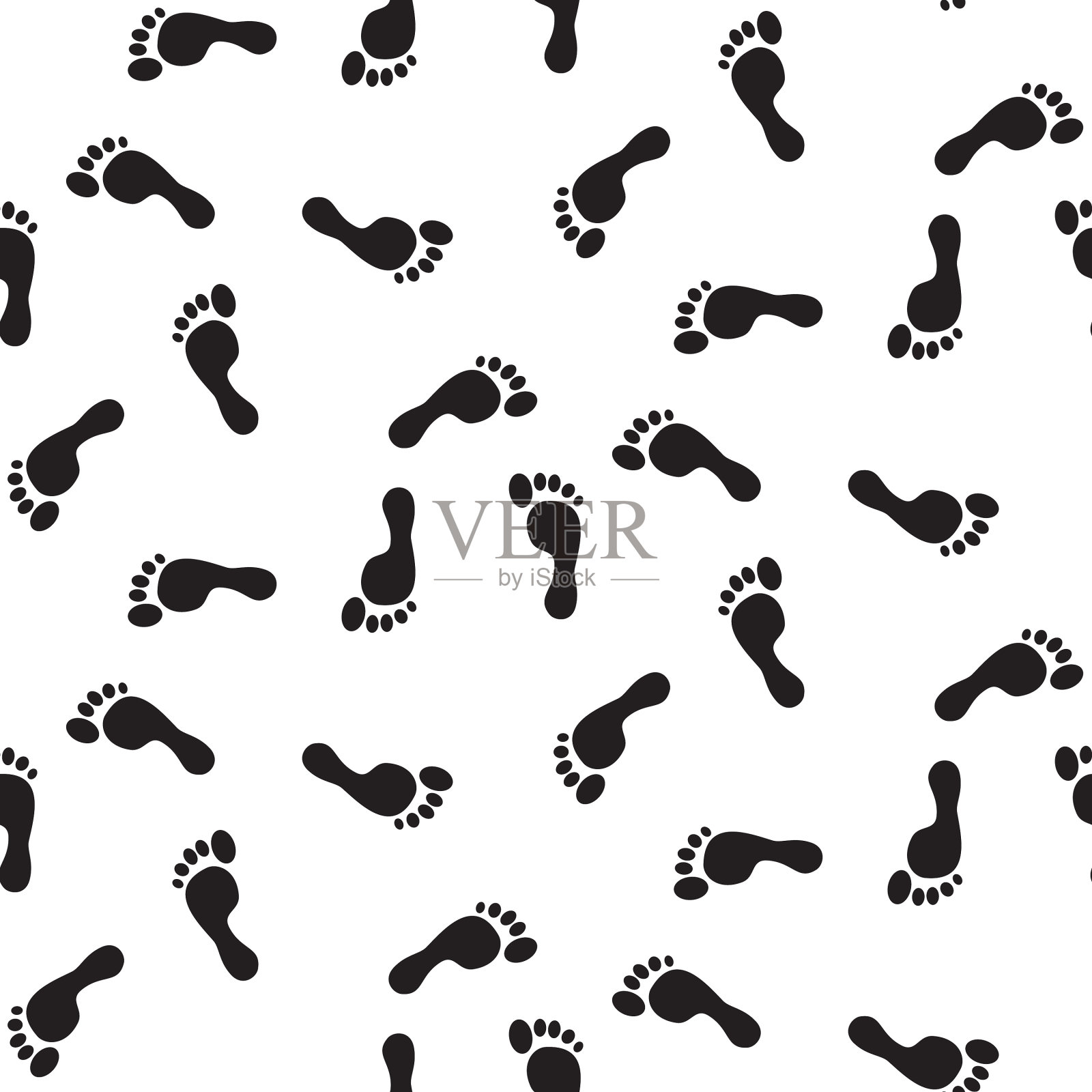 足迹剪影无缝模式插画图片素材