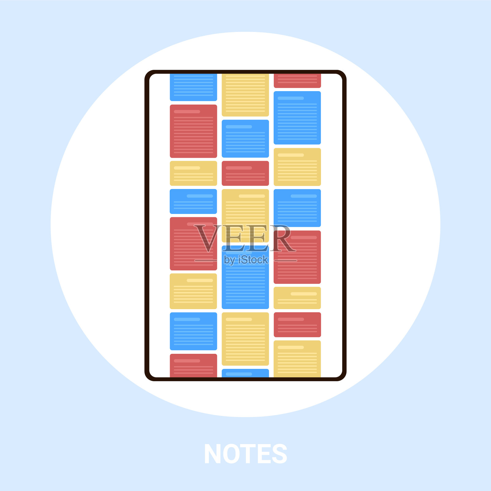 平板电脑屏幕与彩色笔记电脑插画图片素材