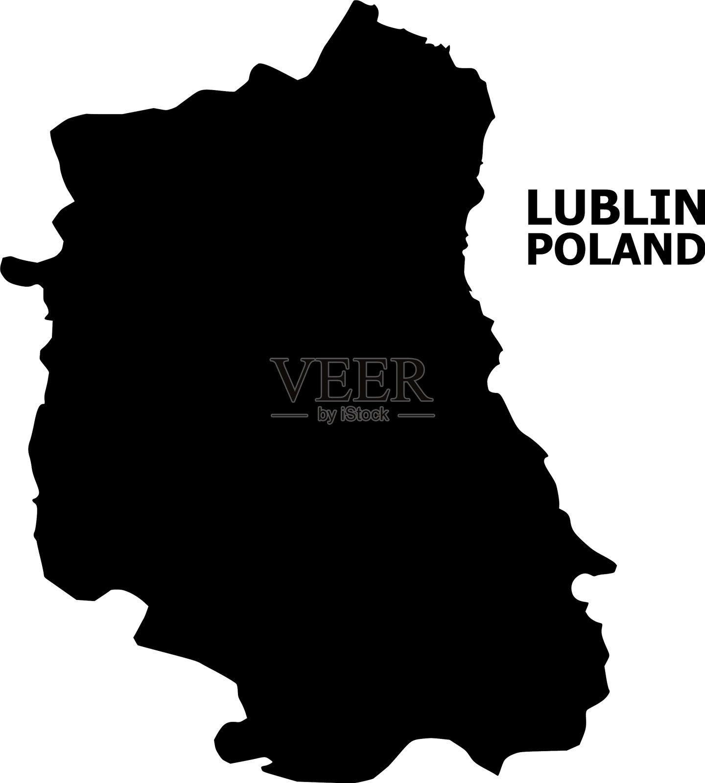 标有卢布林省名称的平面地图插画图片素材