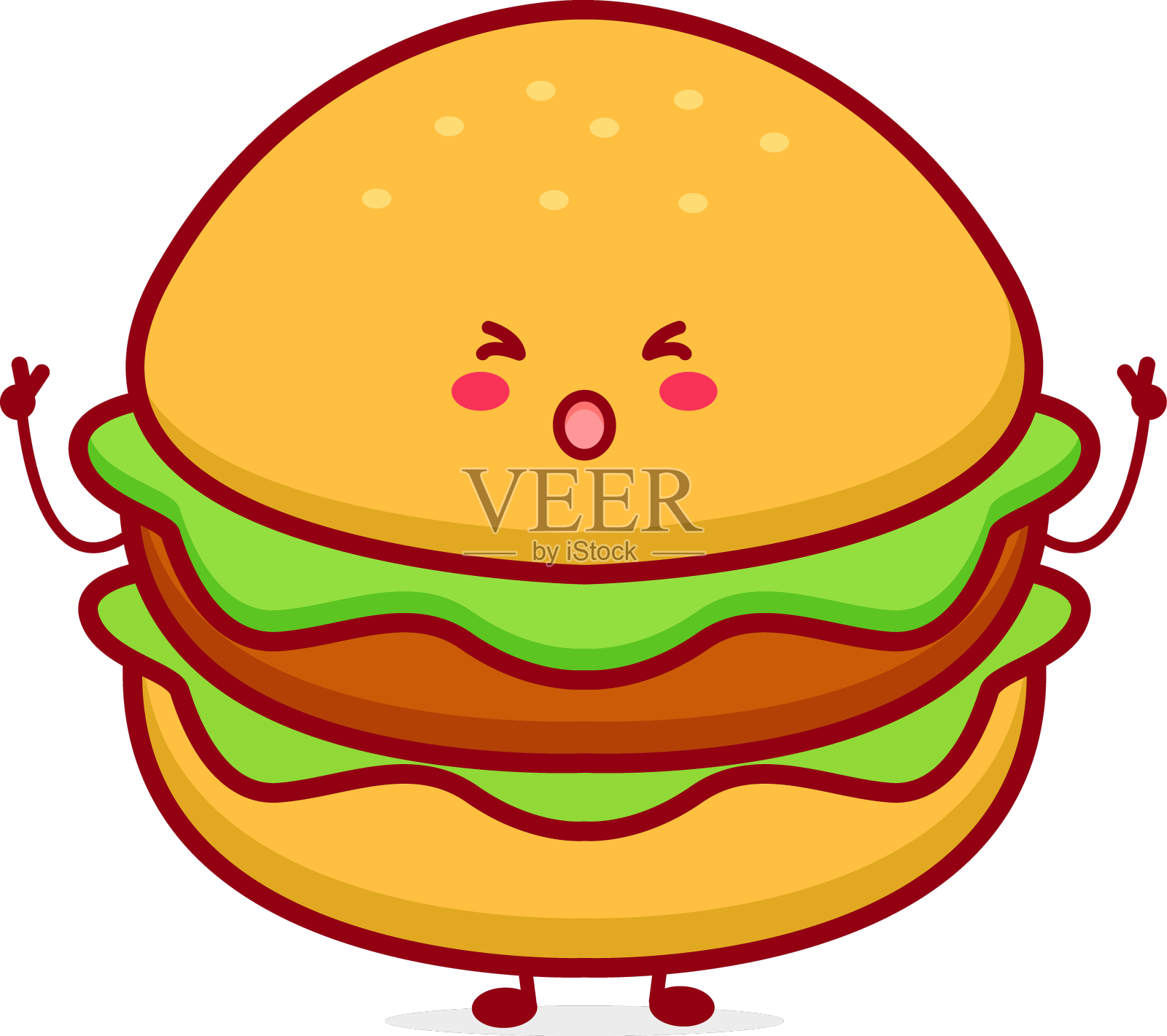 可爱有趣的汉堡货币人物手绘设计元素图片