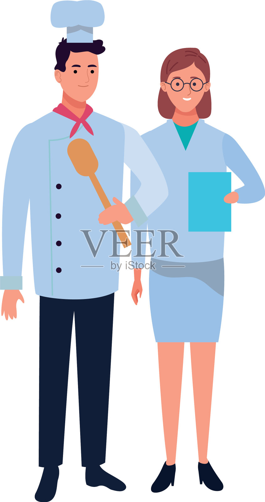 专业人士将微笑的卡通人物组合在一起插画图片素材