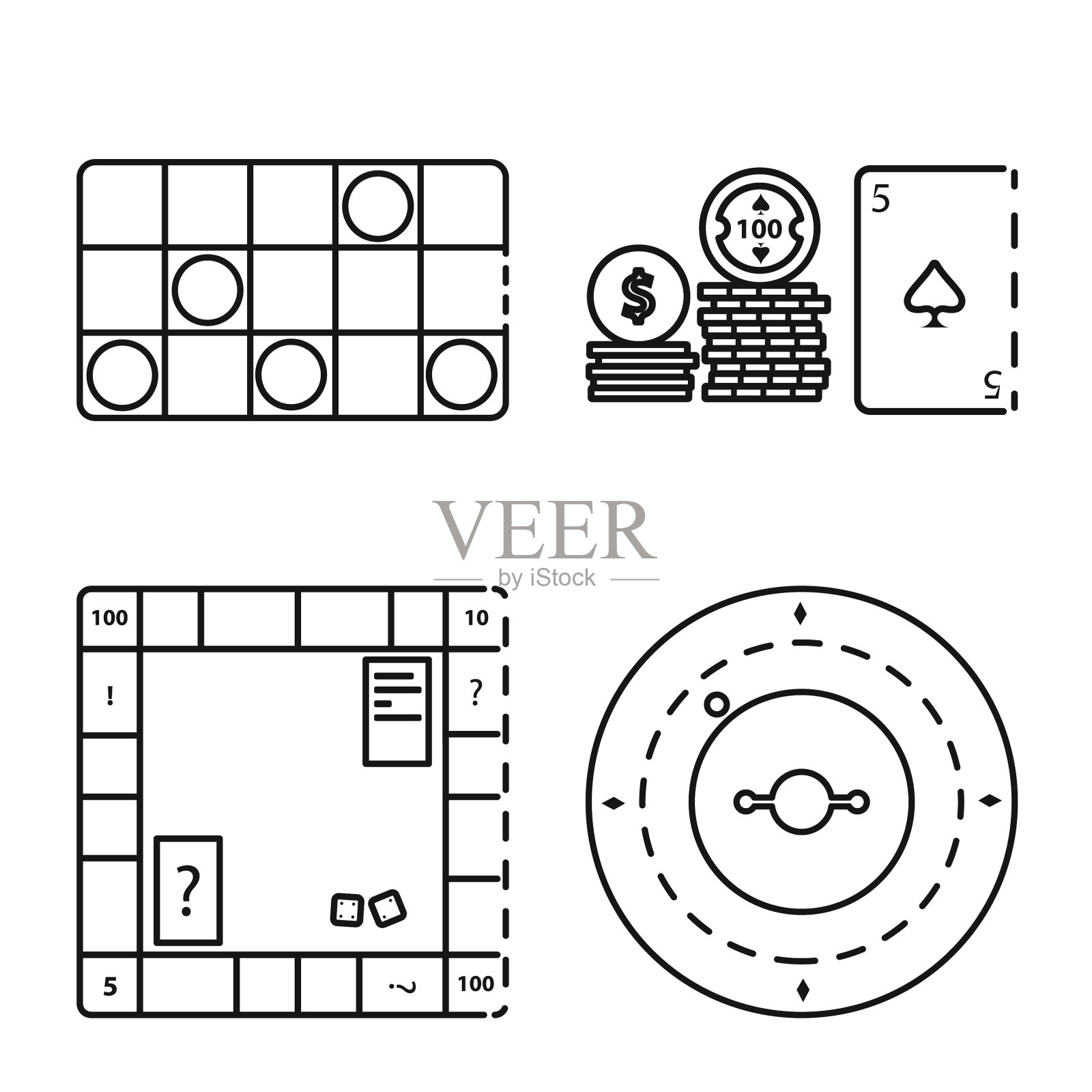 孤立物体拼图和头奖标志集的图标素材