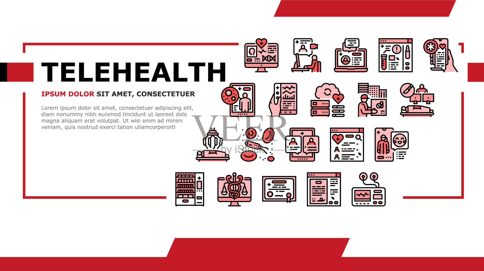 远程医疗医疗着陆头设计模板素材