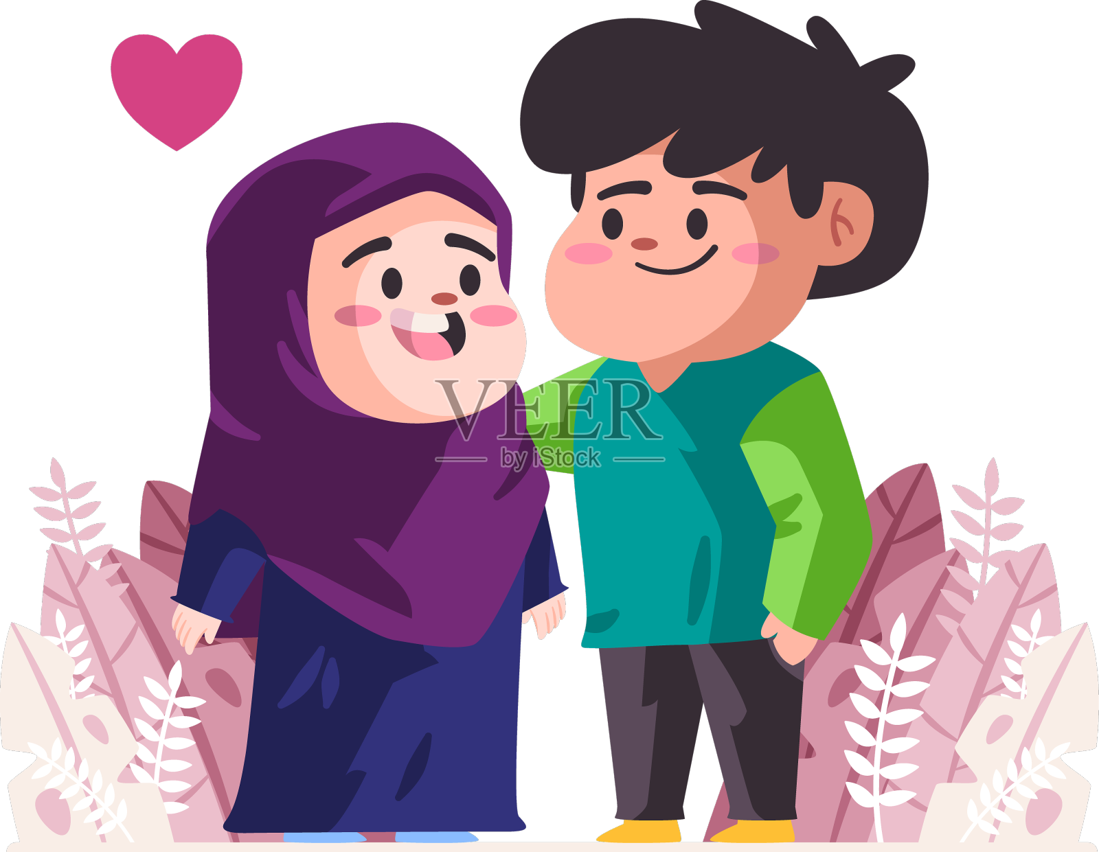 搭配紫色头巾和绿色衬衫设计元素图片