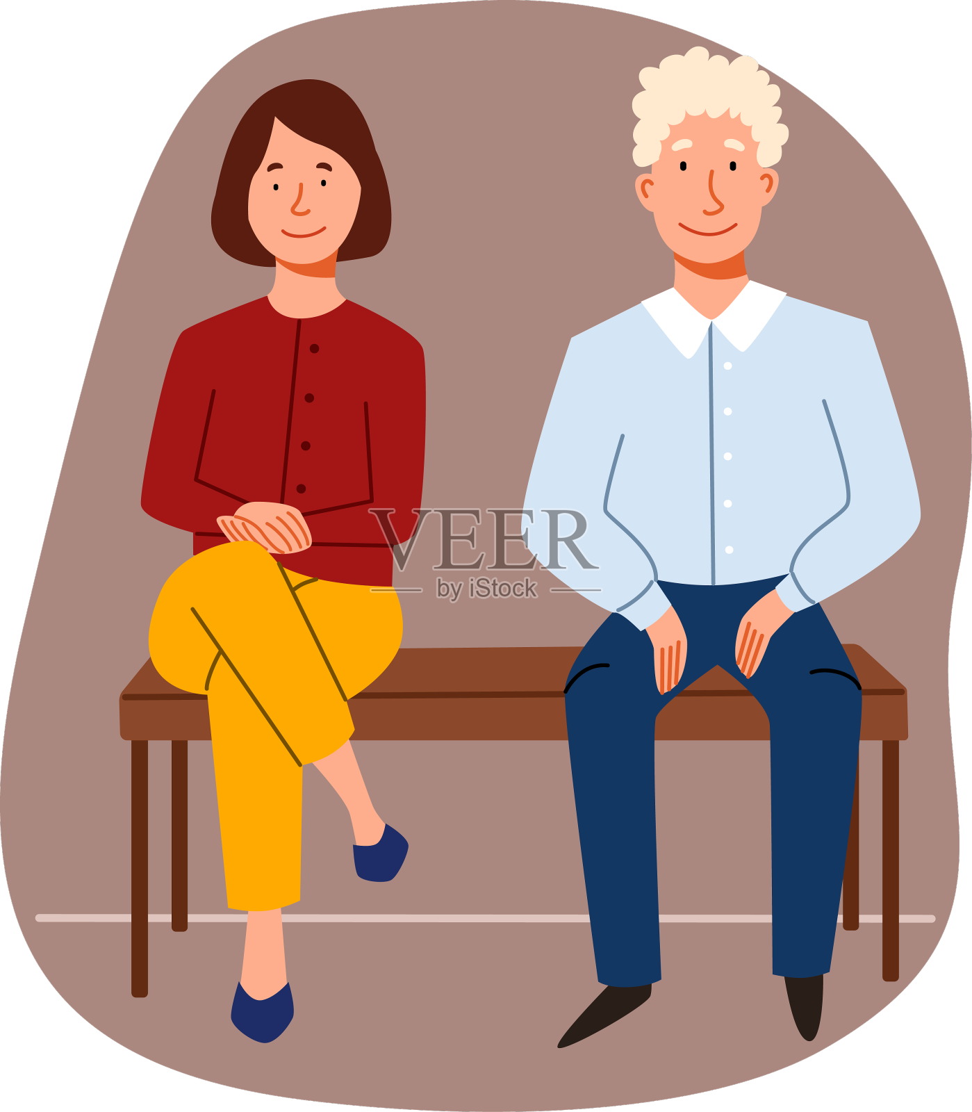 排队的人在长凳上排队设计元素图片