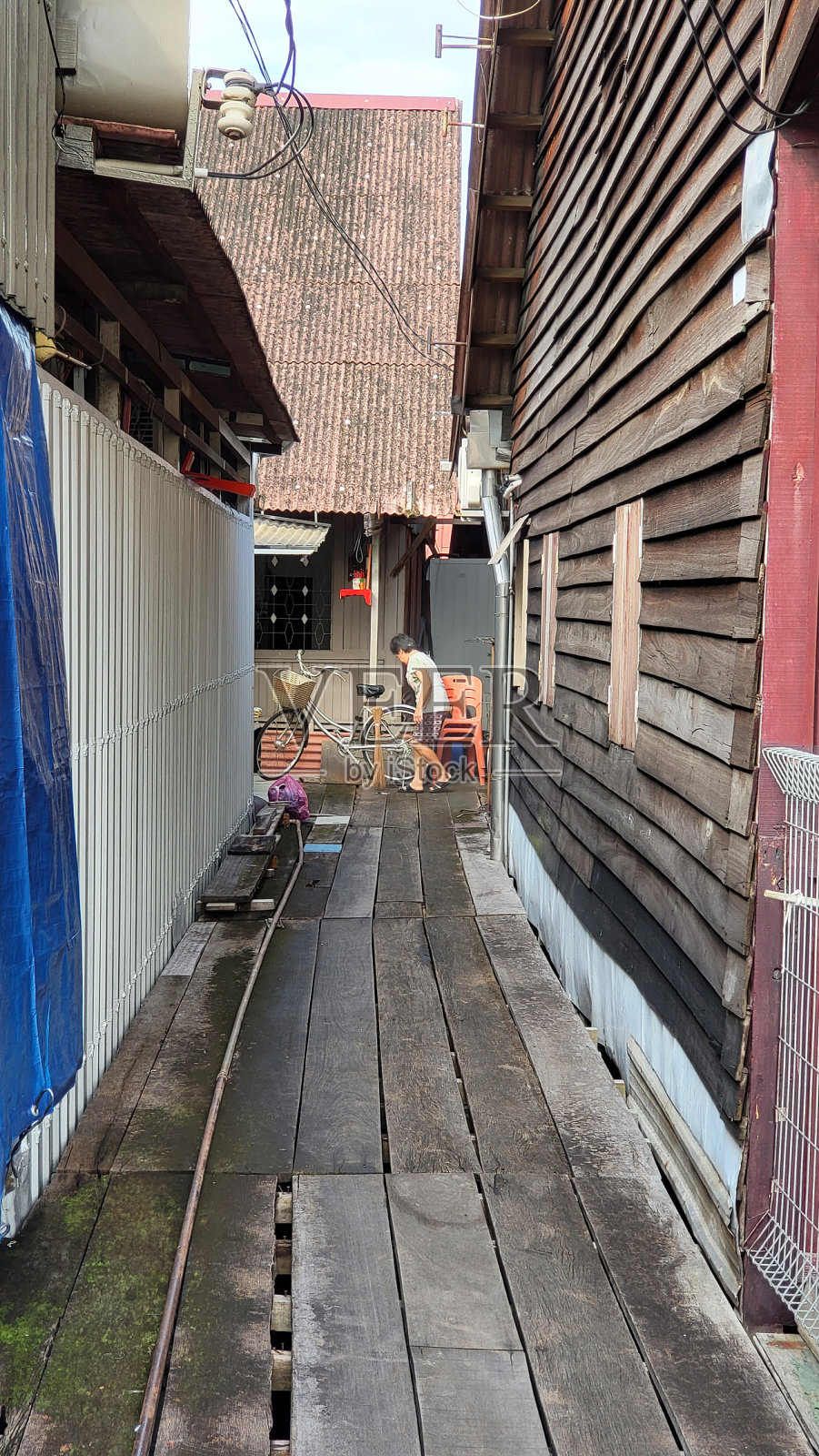 马来西亚槟城的Clan Jetties。照片摄影图片