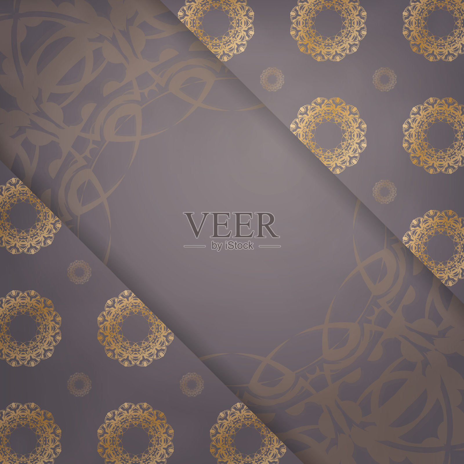 问候传单在棕色与复古黄金设计模板素材