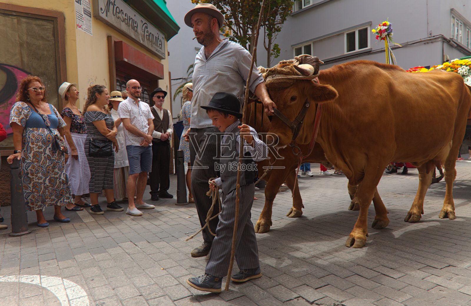 一年一度的加那利群岛日游行照片摄影图片