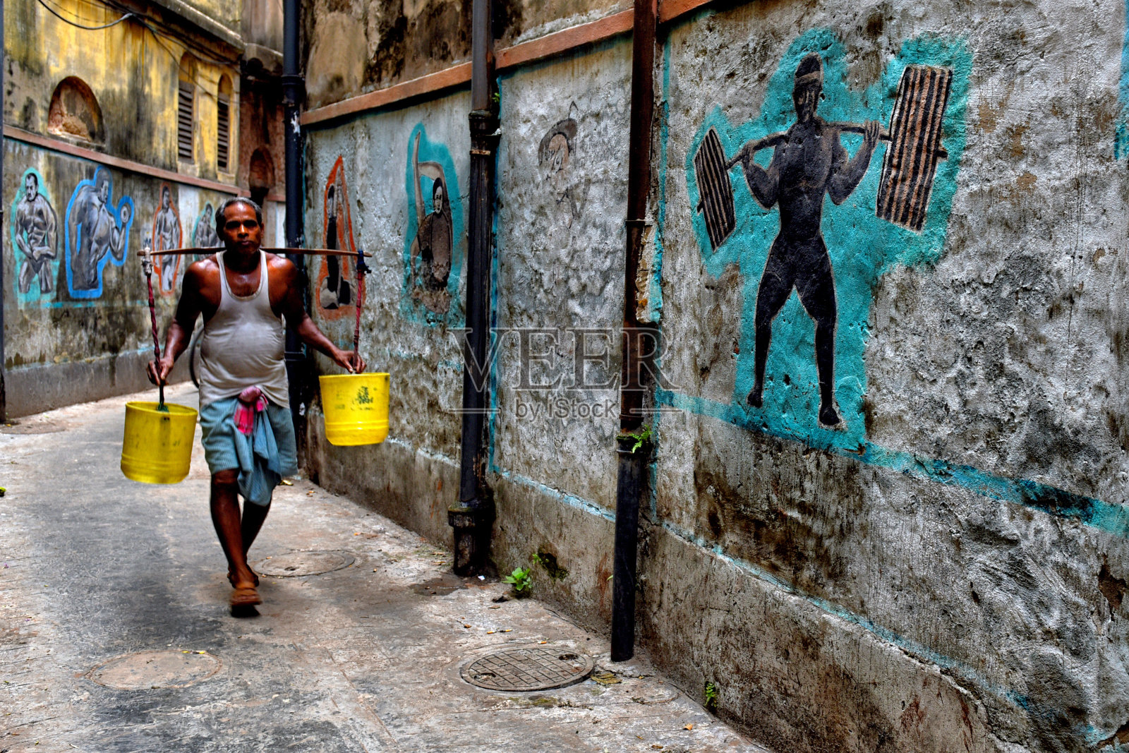 加尔各答街头小贩照片摄影图片