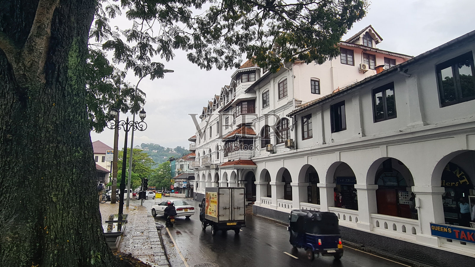 斯里兰卡康提老城的传统殖民建筑照片摄影图片