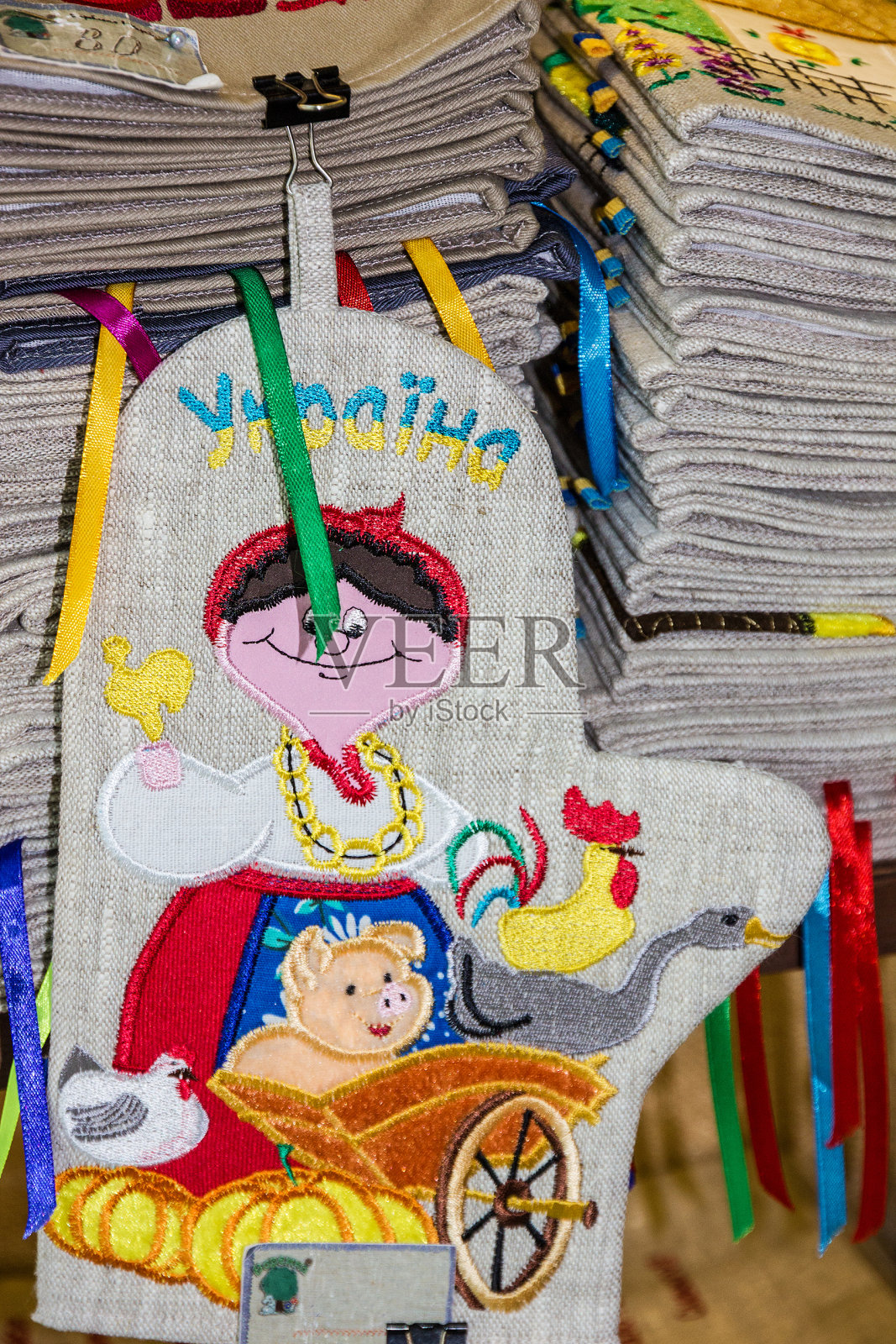 基辅传统纺织品纪念品商店。照片摄影图片