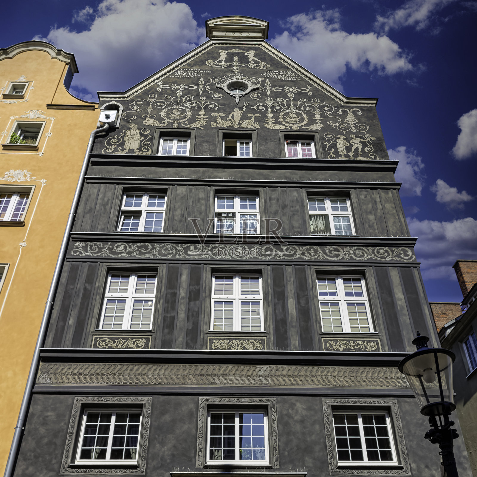 波兰波美拉尼亚，Tricity, Gdansk, Old Town的复古建筑照片摄影图片