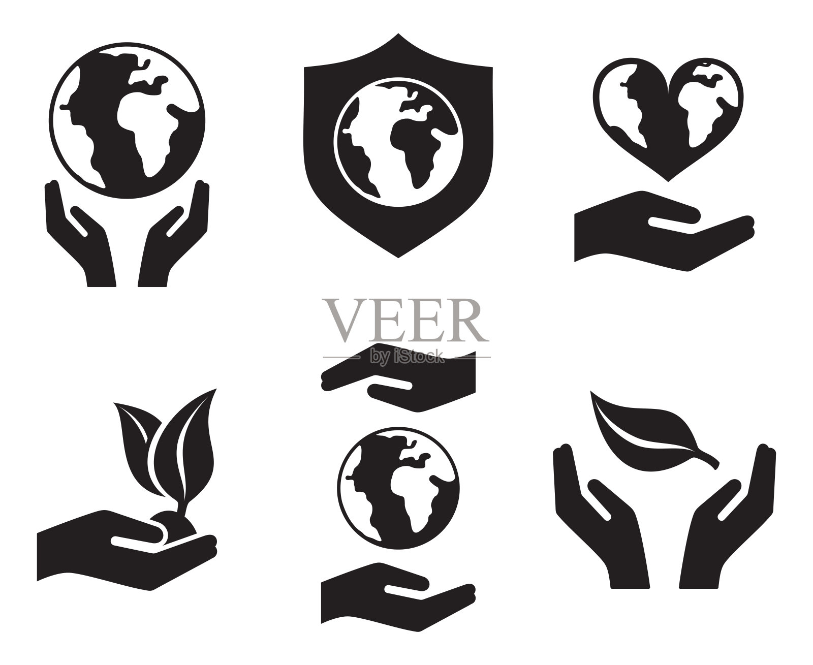 矢量图标集。全球。地球。环境的图标。生态。图标素材