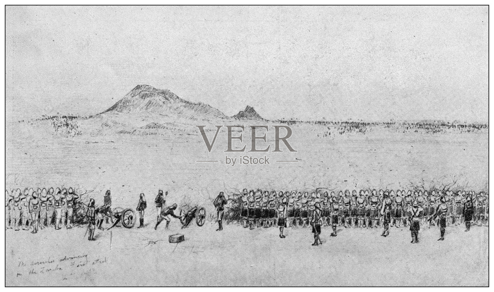 来自英国杂志的古董图片:苏丹，恩图曼战役插画图片素材