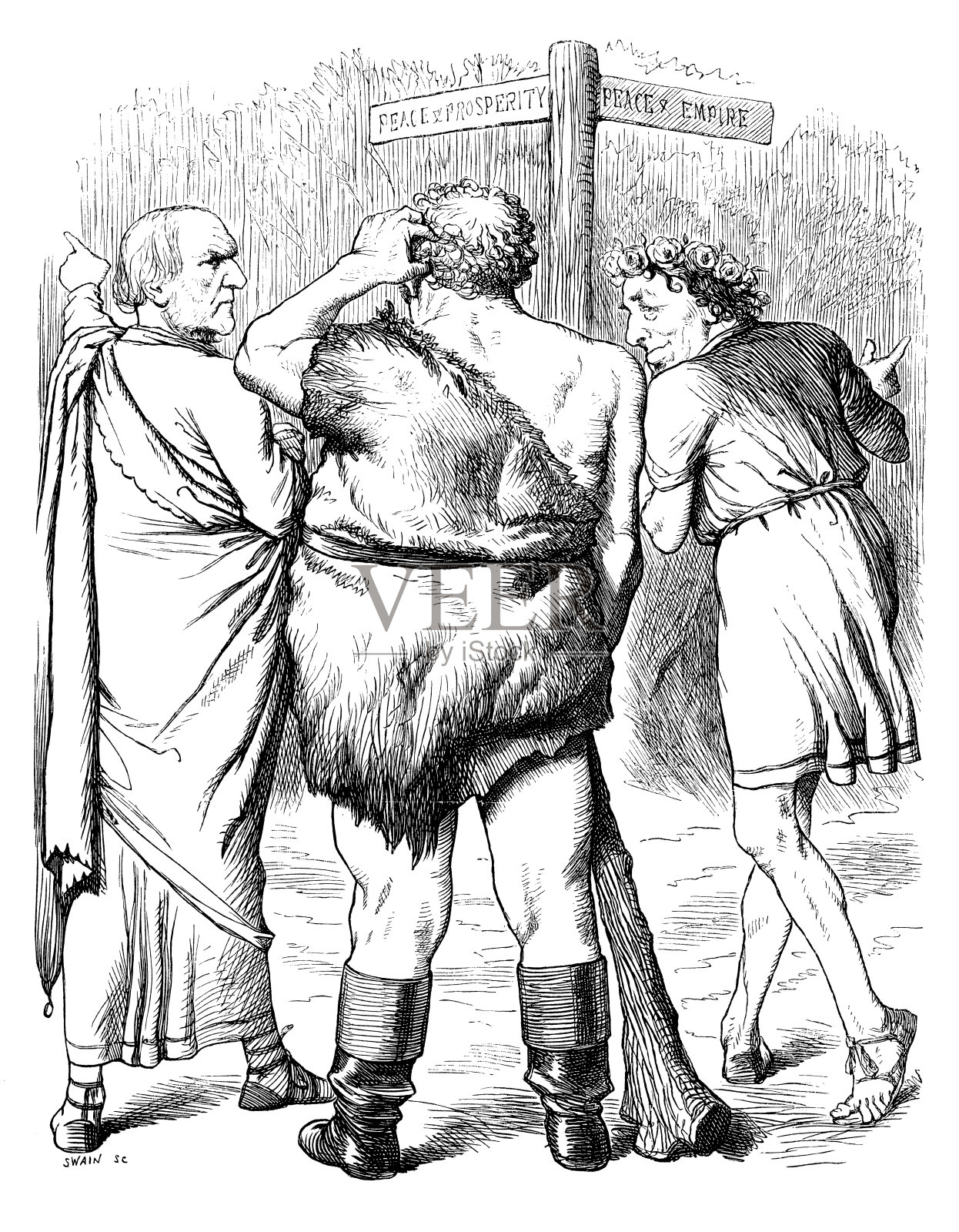 英国讽刺漫画插画图片素材