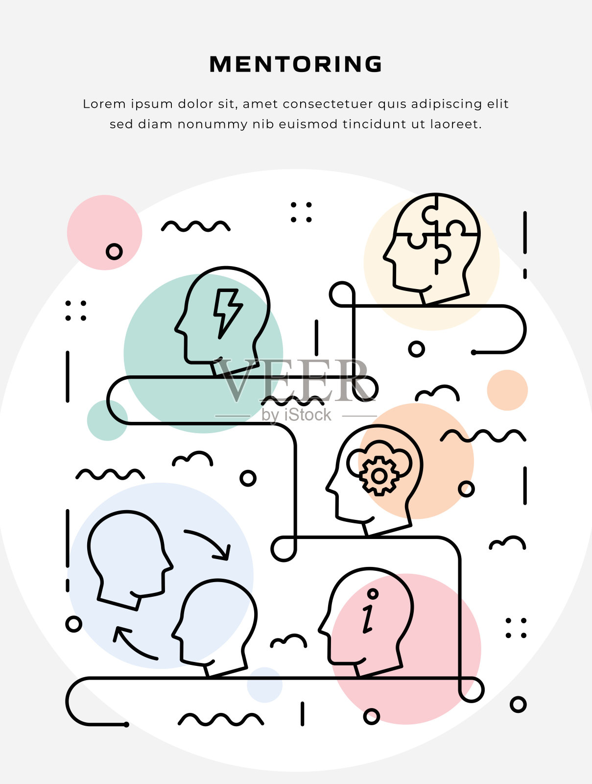 细线插图指导海报，传单，网页横幅模板插画图片素材