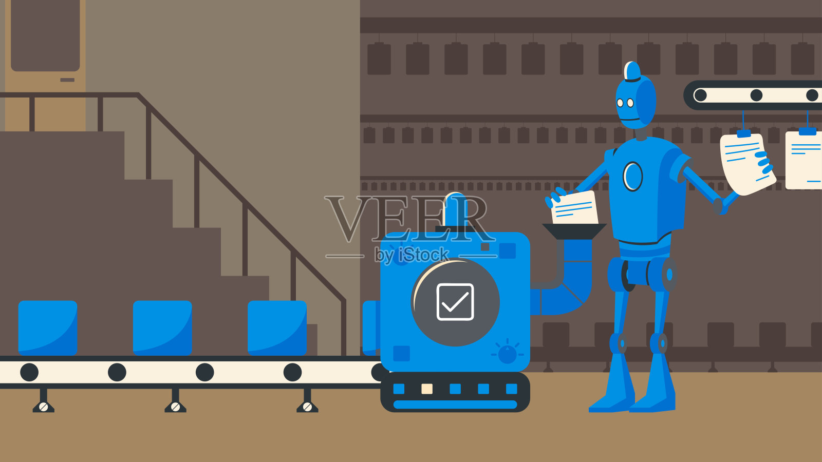 智能工业生产流程插画图片素材