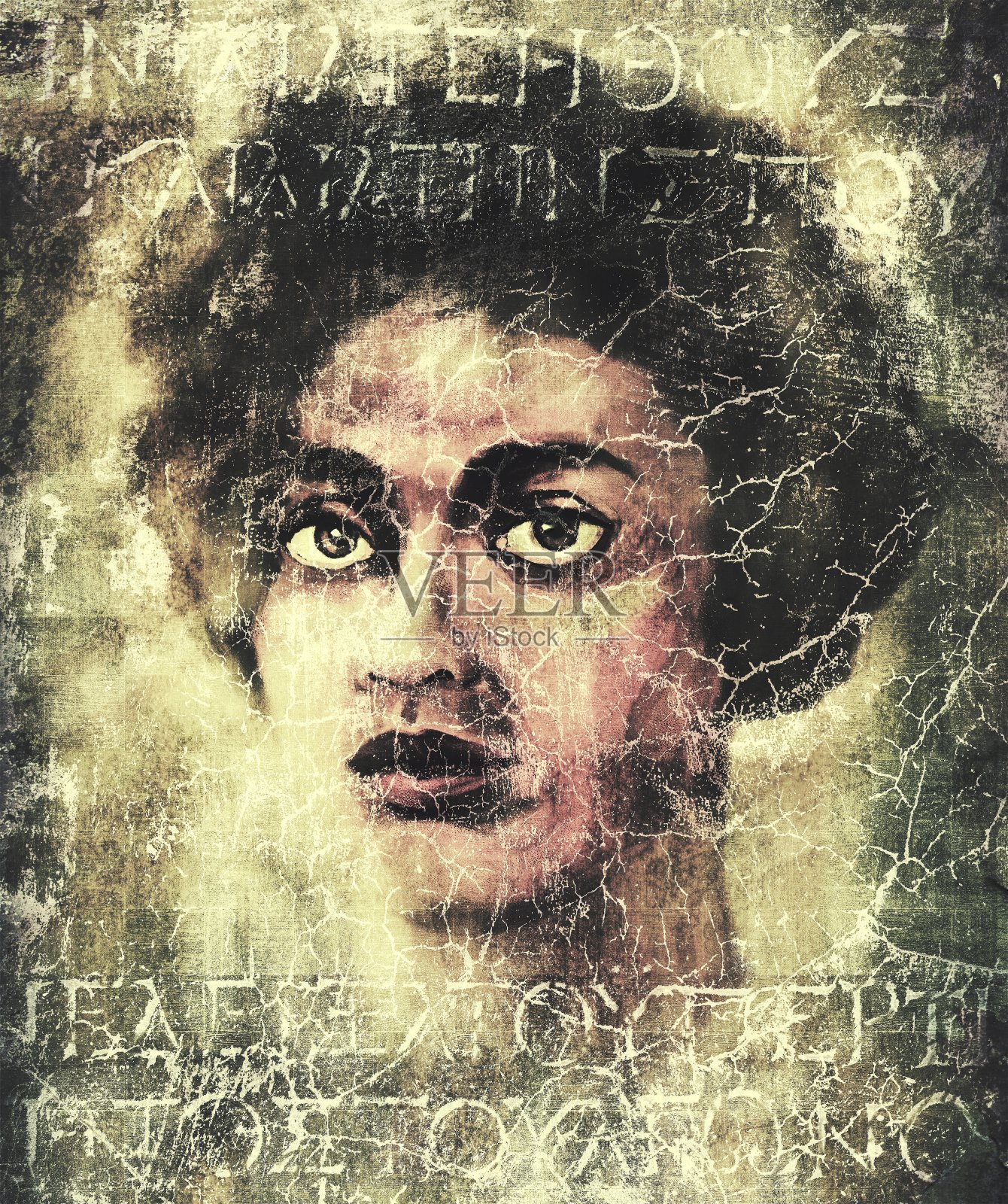 黑皮肤中年妇女的脸，悲伤、失落的插图插画图片素材