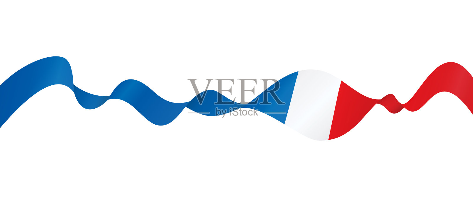 法国的旗帜-矢量挥舞丝带旗帜。隔离在白色背景上插画图片素材