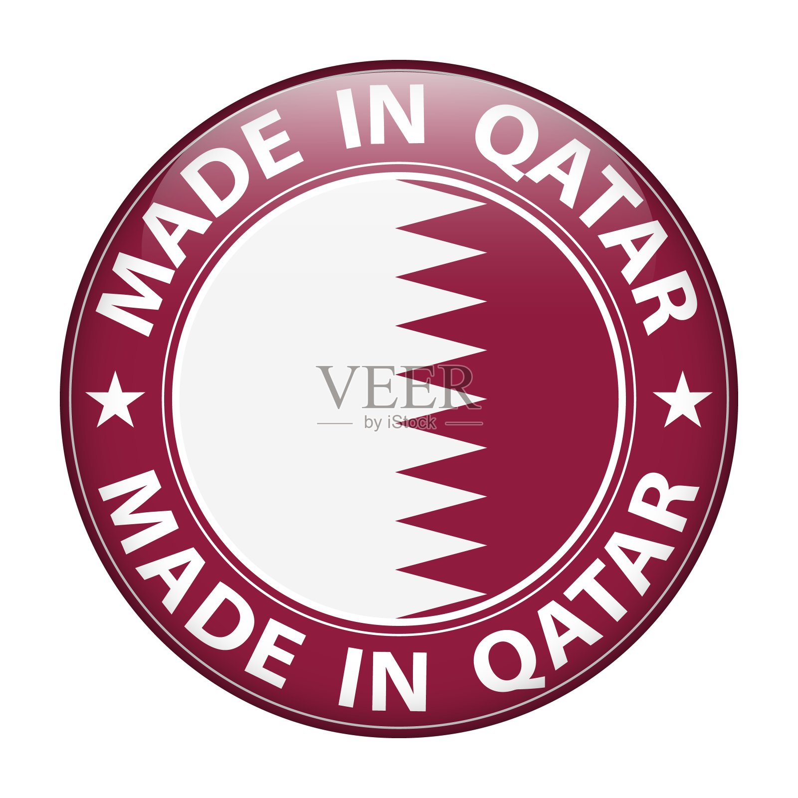 卡塔尔制造徽章矢量。有星星和国旗的贴纸。标志孤立在白色背景上。插画图片素材