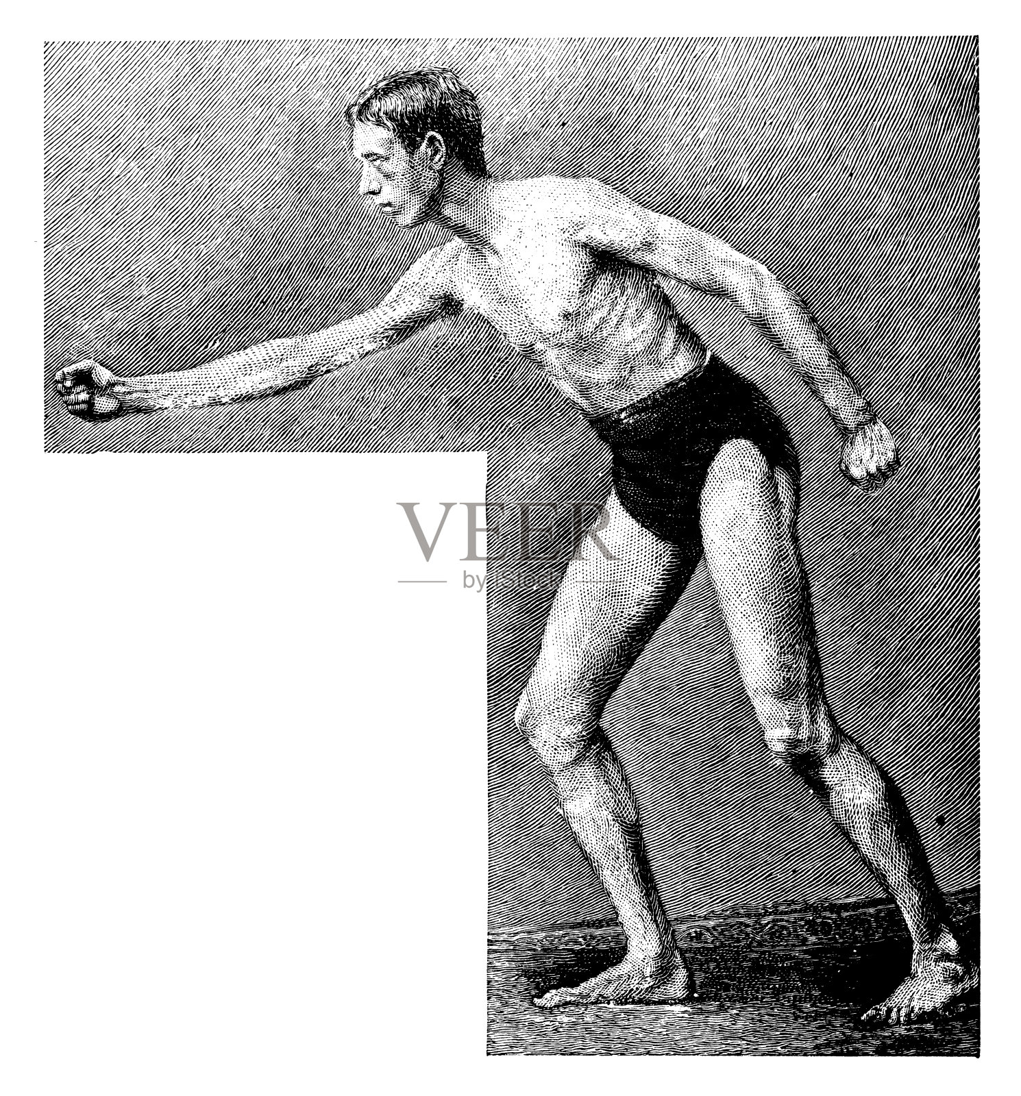 古董运动插图:运动员插画图片素材