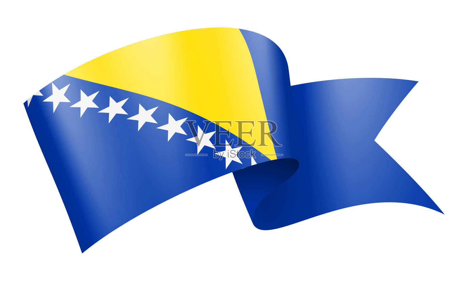 波斯尼亚和黑塞哥维那国旗丝带-矢量股票插图插画图片素材