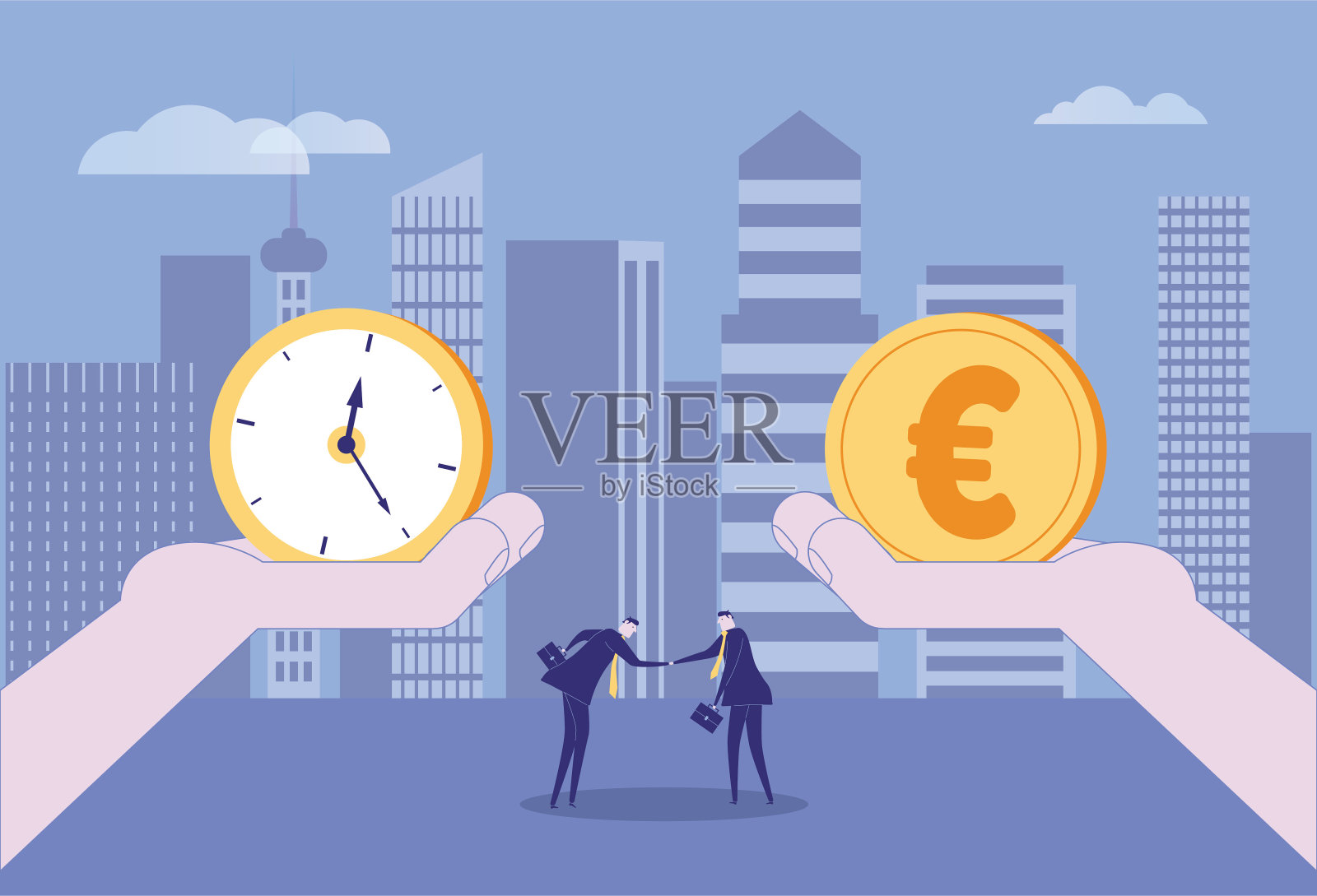 时间可以用欧元交易，用金钱换取时间插画图片素材