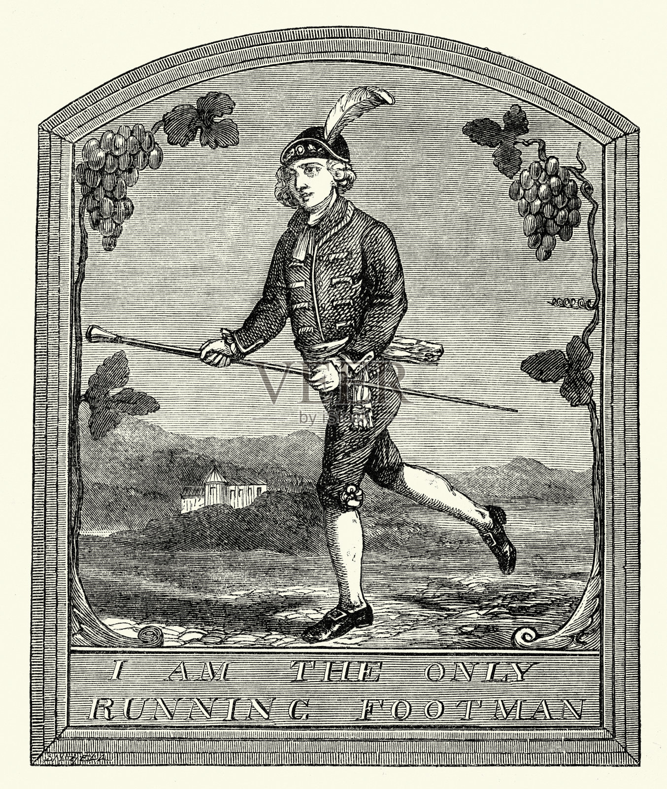 梅菲尔查尔斯街The Footman酒馆的老招牌，我是唯一的Running Footman插画图片素材