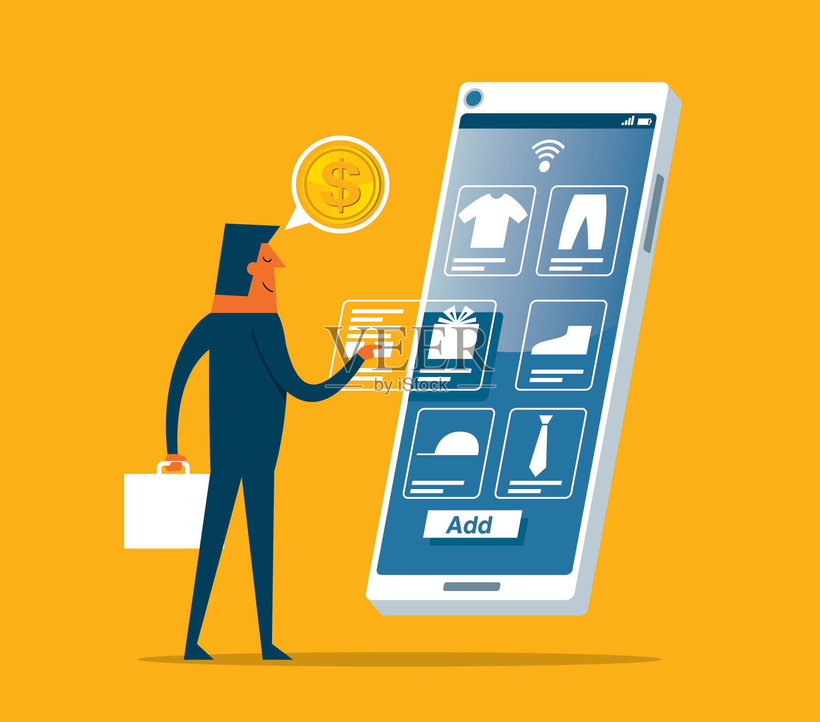 网上购物-商人插画图片素材