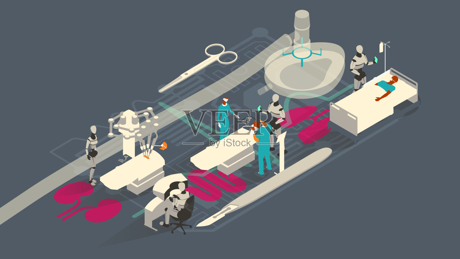 手术人工智能说明插画图片素材