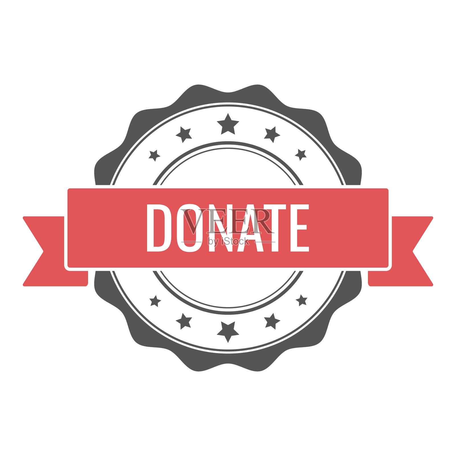 捐赠邮票、印章。矢量徽章，图标模板。插图孤立在白色背景上。插画图片素材