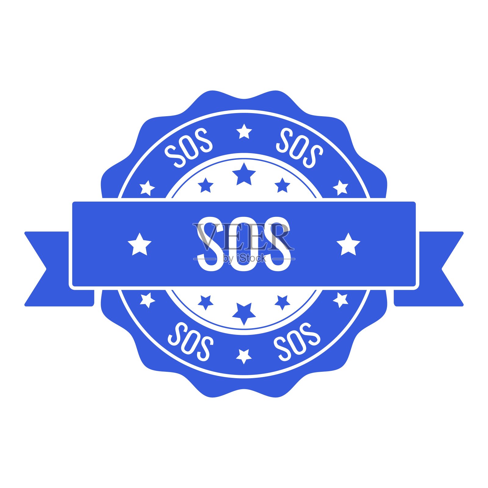 SOS印章、印章。矢量徽章，图标模板。插图孤立在白色背景上。插画图片素材