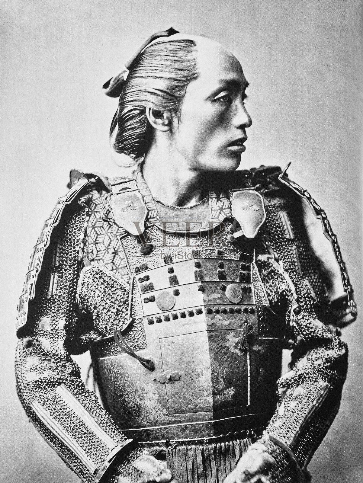武士画像，日本，1875年插画图片素材